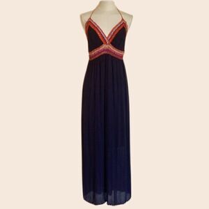 Indigo Rein Navy Blue Boho Maxi Summer Dress Size Medium